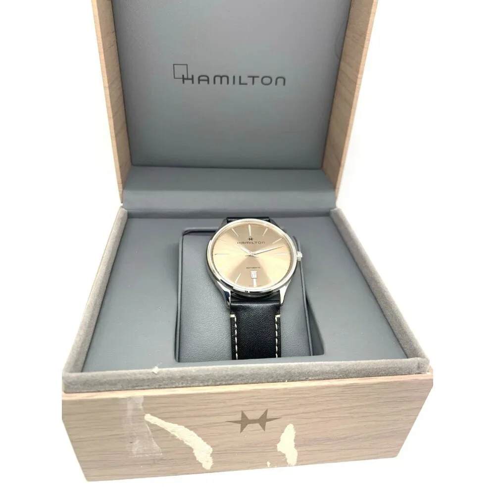 Hamilton Men's Watch H38525721 Swiss Automatic Beige Dial Leather Band 40mm